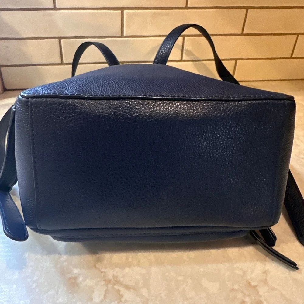 Kate Spade Jackson Medium Dk Navy Pebbled Leather Backpack Bag, Adjustable
